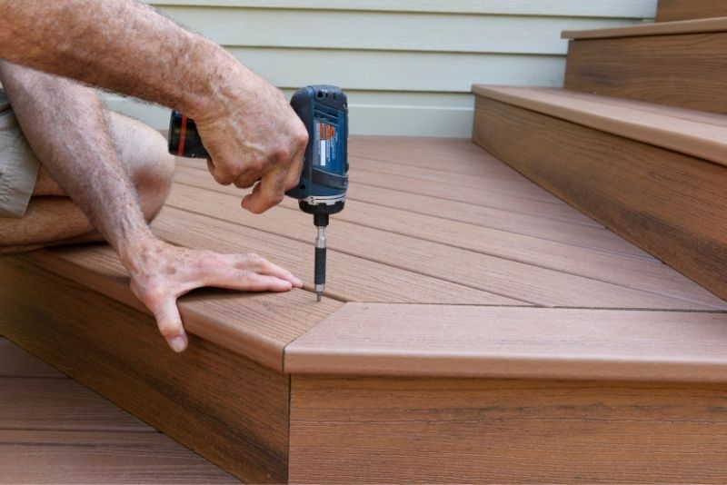  a composite deck being installed